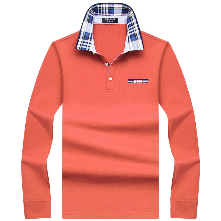 Men's Business Casual Lapel Fleece Loose Solid Color T-Shirt
