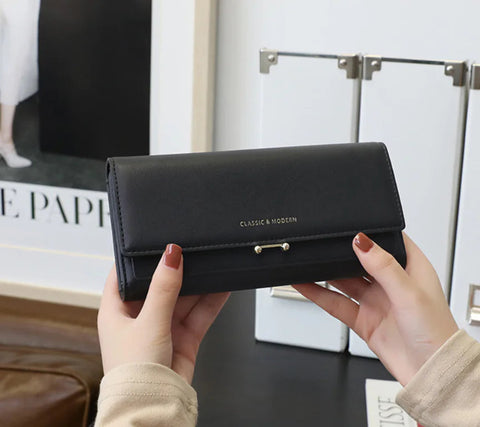 Women's Long Suede Wallet - Clutch Purse Frugal Finds Galore