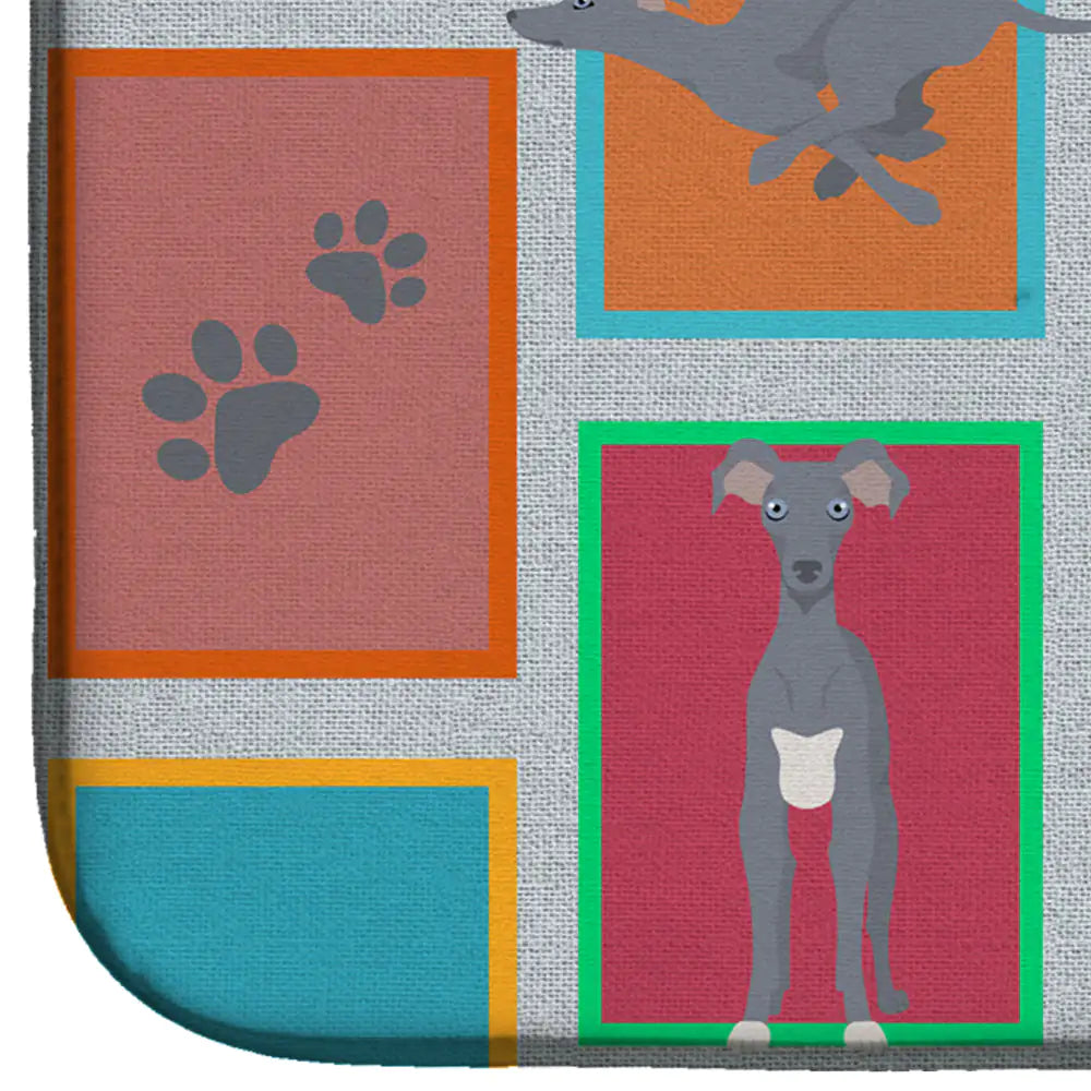 Lots of Italian Greyhound Dish Drying Mat