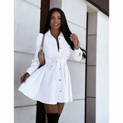 Lapel Button Lace Up Dress for Beauty Frugal Finds Galore