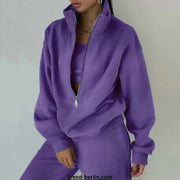 Women's Tracksuit Solid Hooded Sport Suit Frugal Finds Galore