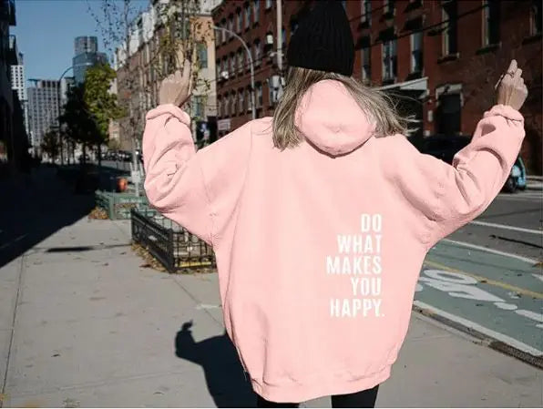 Sudadera deportiva con estampado "Do What Makes You Happy"