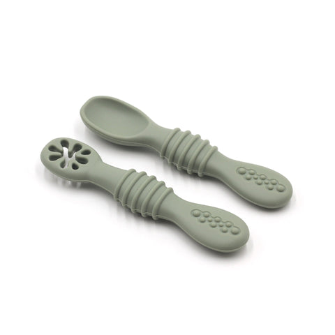 Baby Eating Training Set Toddler Feeding Silicone Sticky Spoon Fork Frugal Finds Galore