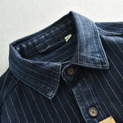 Striped Denim Shirt Men's Business Shirt Coat Frugal Finds Galore