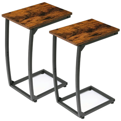 C Shaped End Table Set of 2 (Rustic Brown) Frugal Finds Galore
