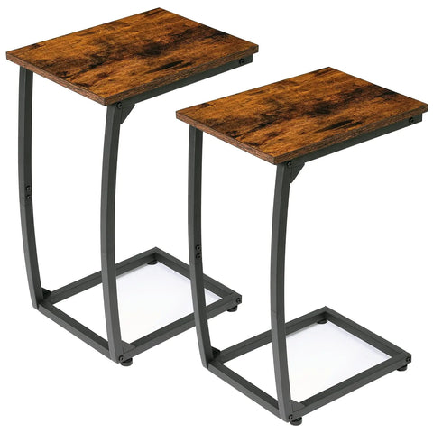 C Shaped End Table Set of 2 (Rustic Brown) Frugal Finds Galore