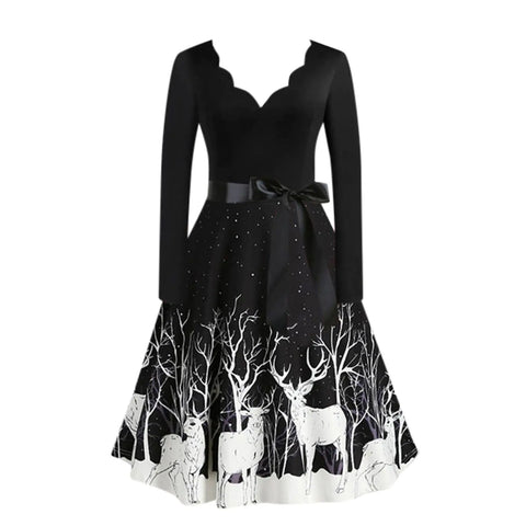 Slim Fit Burnt Flower V-Neck Swing Dress Frugal Finds Galore