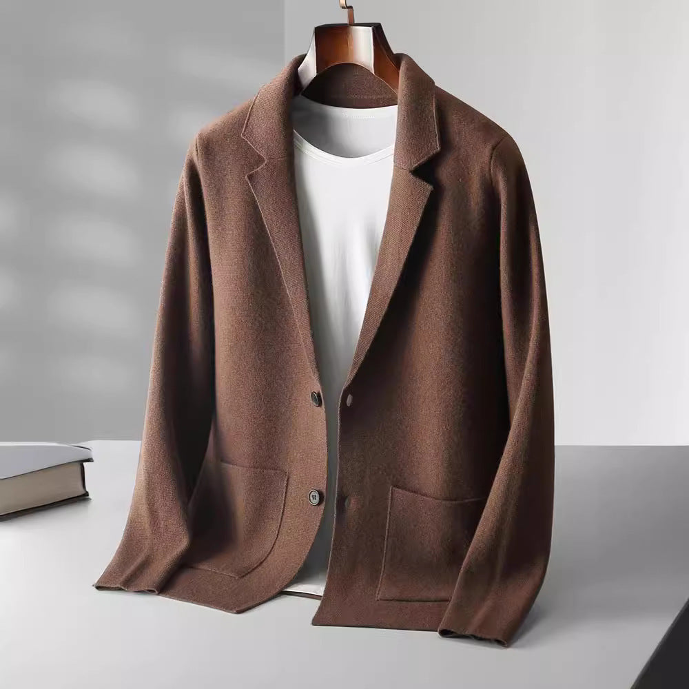 Fall Winter Men Cardigan Cashmere Sweater Business Casual Plush Knitted Thick Sweater