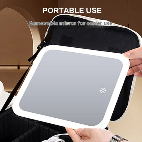 Portable Cosmetics Storage Box With Light And Mirror Frugal Finds Galore