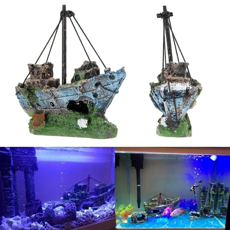 Aquarium Resin Ornament Pirate Ship Wreck