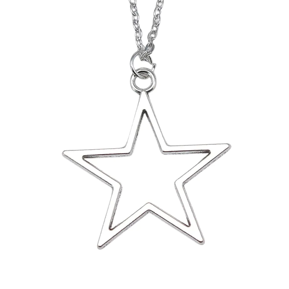 Simple Vintage Hollow Star Pendant Necklace