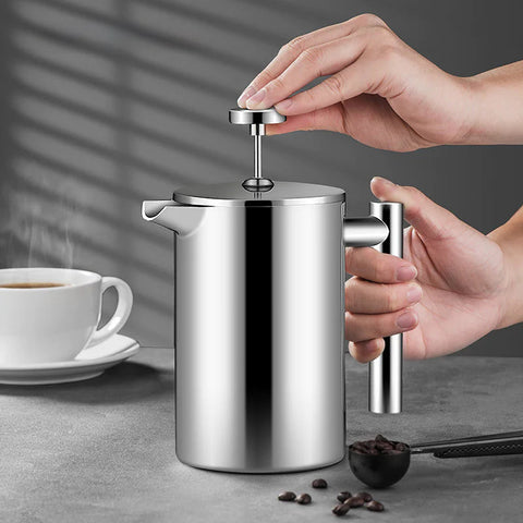 Stainless Steel Double-Layer French Press Coffee Pot Frugal Finds Galore