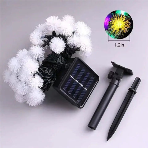 Yellow Snowball Solar String Lights Frugal Finds Galore