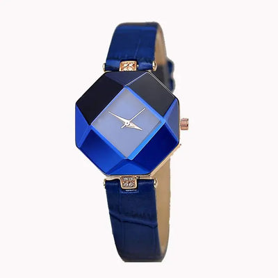 Fashionable Women's Blue Gem Cut Geometry Watch Frugal Finds Galore