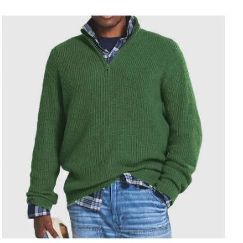 Men Casual Loose Zip Stand Collar Sweater Frugal Finds Galore