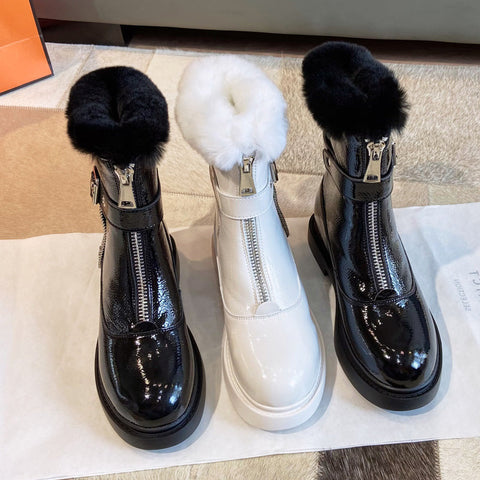 Shiny rabbit fur snow boots Frugal Finds Galore