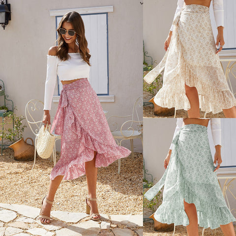 High Waist Black Floral Ruffle Chiffon A-Line Skirt Frugal Finds Galore