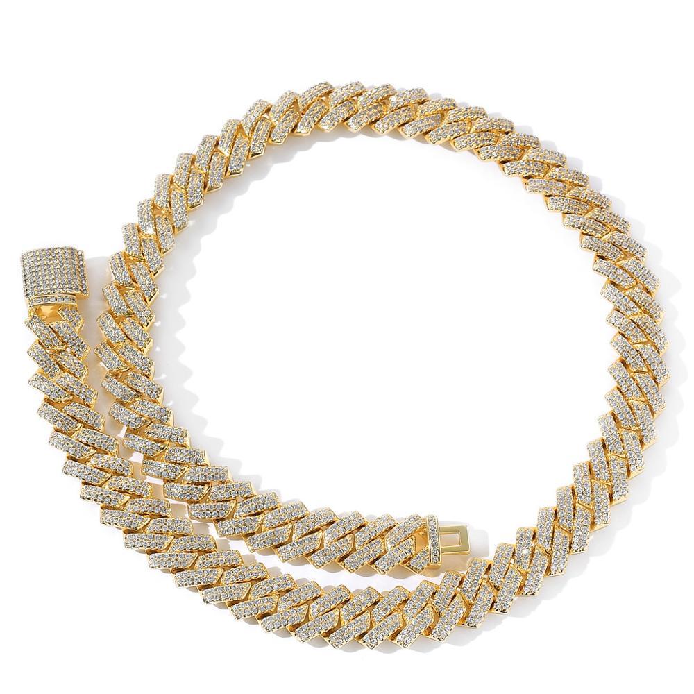 Men's Bar Cuban Necklace Hiphop Copper Set Zircon Necklace