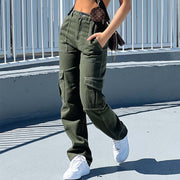Women's Fashion Stitching Straight Multi-pocket Cargo Pants Frugal Finds Galore