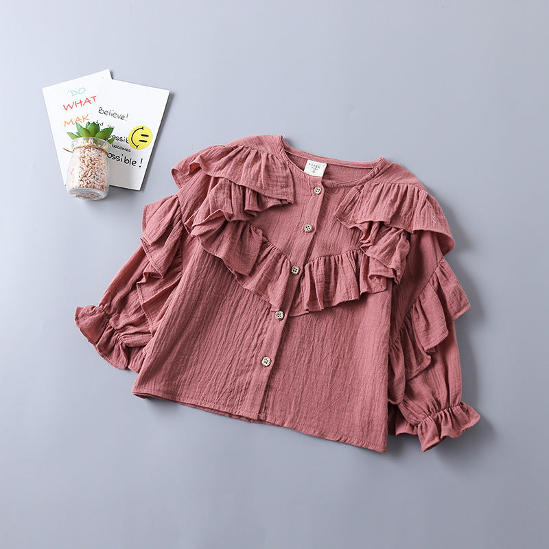 Children's Clothing In a Shirt And Denim Skirt