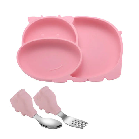 Silicone Baby Feeding Plate with Suction and Utensils Set Frugal Finds Galore