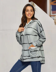 Women's Hooded Striped Long Sleeve Sweater Frugal Finds Galore
