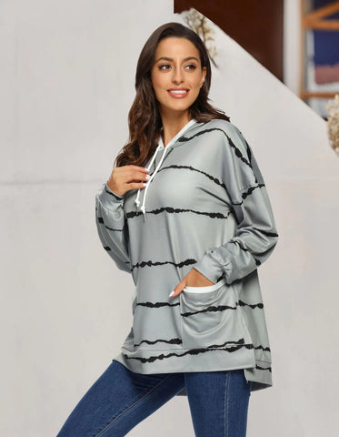 Women's Hooded Striped Long Sleeve Sweater Frugal Finds Galore