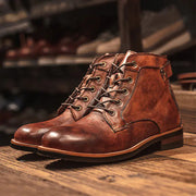Men's Retro Lace-up Leather Ankle Motorcycle Boots Frugal Finds Galore