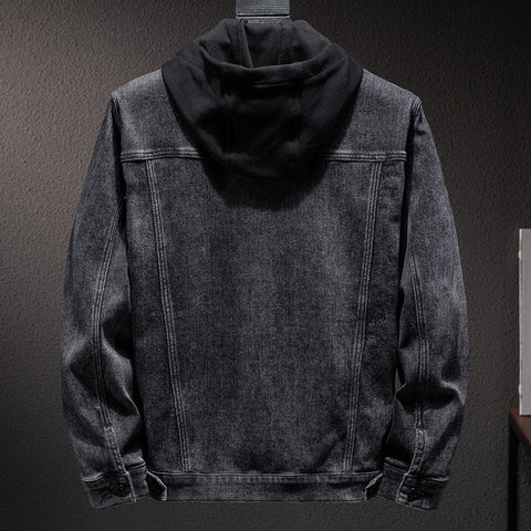 Men's Hooded Denim Jacket Utility Top Frugal Finds Galore