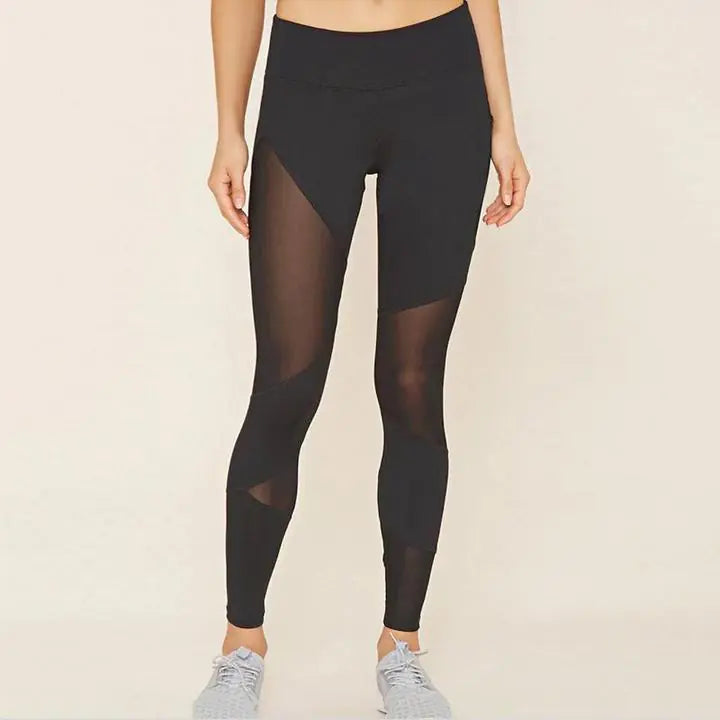 Black Mesh Splice Push Up Leggings