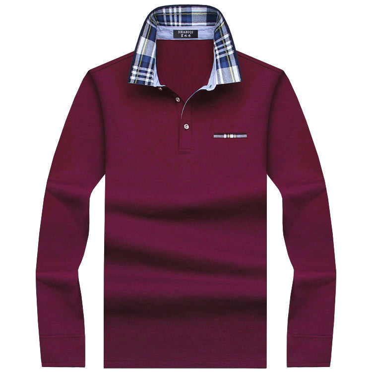 Men's Business Casual Lapel Fleece Loose Solid Color T-Shirt