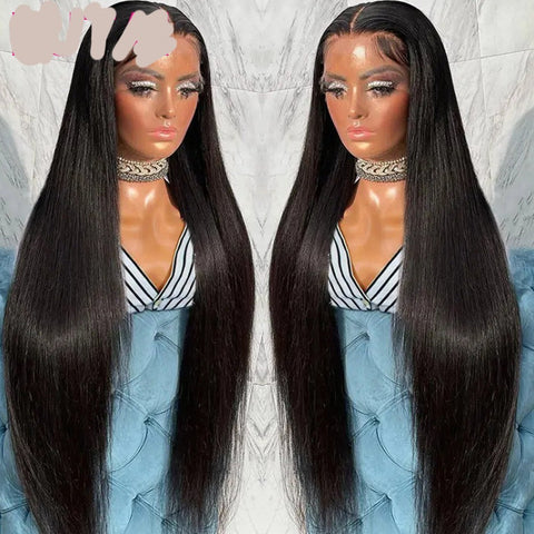 Real Human Hair Lace Wig Set Straight Hair Black Medium Length Frugal Finds Galore