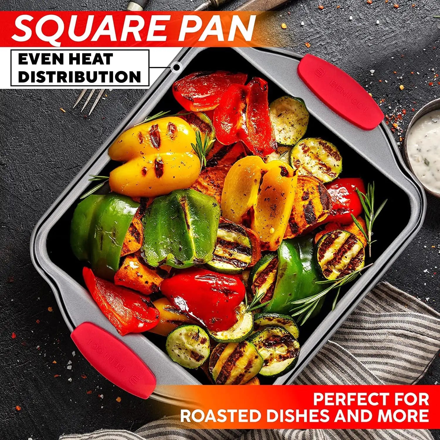 Premium Non-Stick Baking Pans Set of 4 - Heavy Duty Easy to Clean Bakeware Sets w/ Silicone Handles