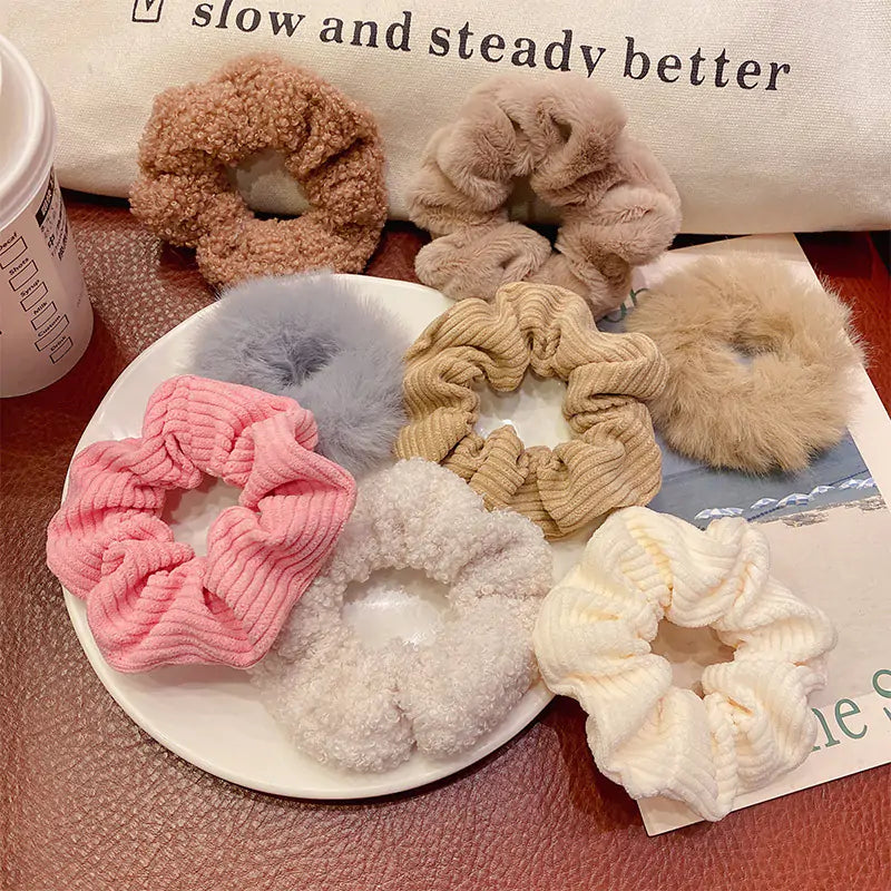 Velvet Solid Color Hair Scrunchies Set