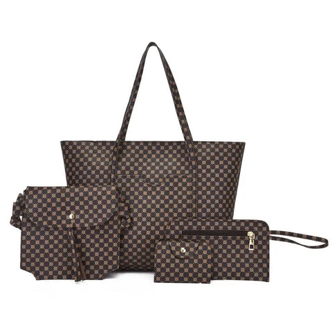 Stylish Geometric Tote Bag Set - Handbag, Clutch & Key Bag Frugal Finds Galore