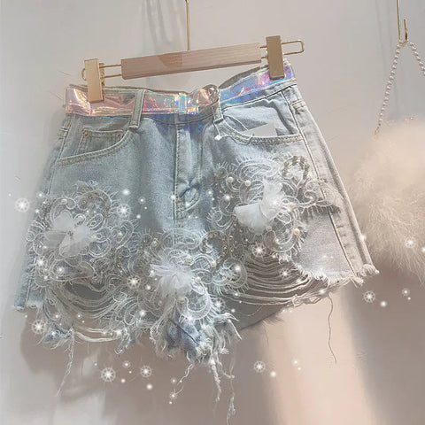 High-Waisted Diamond Korean Jeans Shorts Frugal Finds Galore