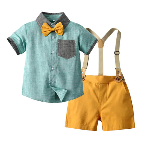 Boys' Fashion Short-Sleeve Shirt and Overalls Set Frugal Finds Galore