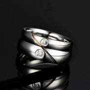 Stainless Steel Couple Ring with Diamond Design Frugal Finds Galore