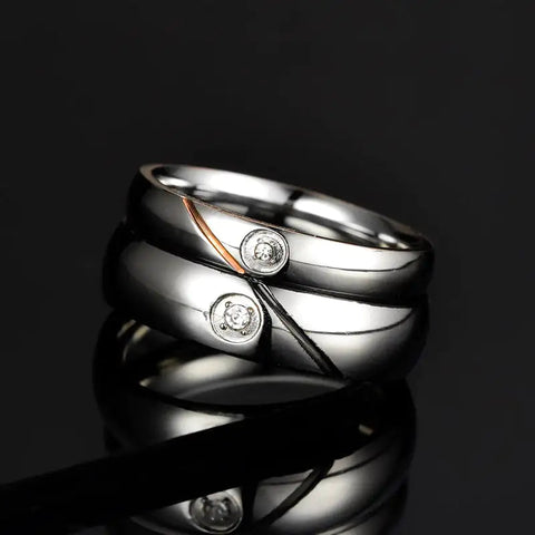 Stainless Steel Couple Ring with Diamond Design Frugal Finds Galore