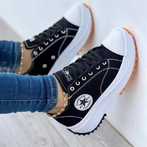 Women's Canvas Lace up Sneakers Frugal Finds Galore