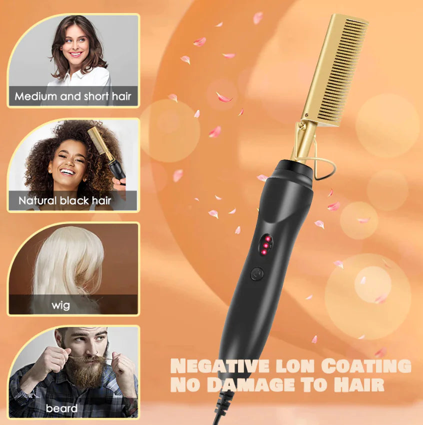 Electric Hair Straightening Heat Hot Comb Press