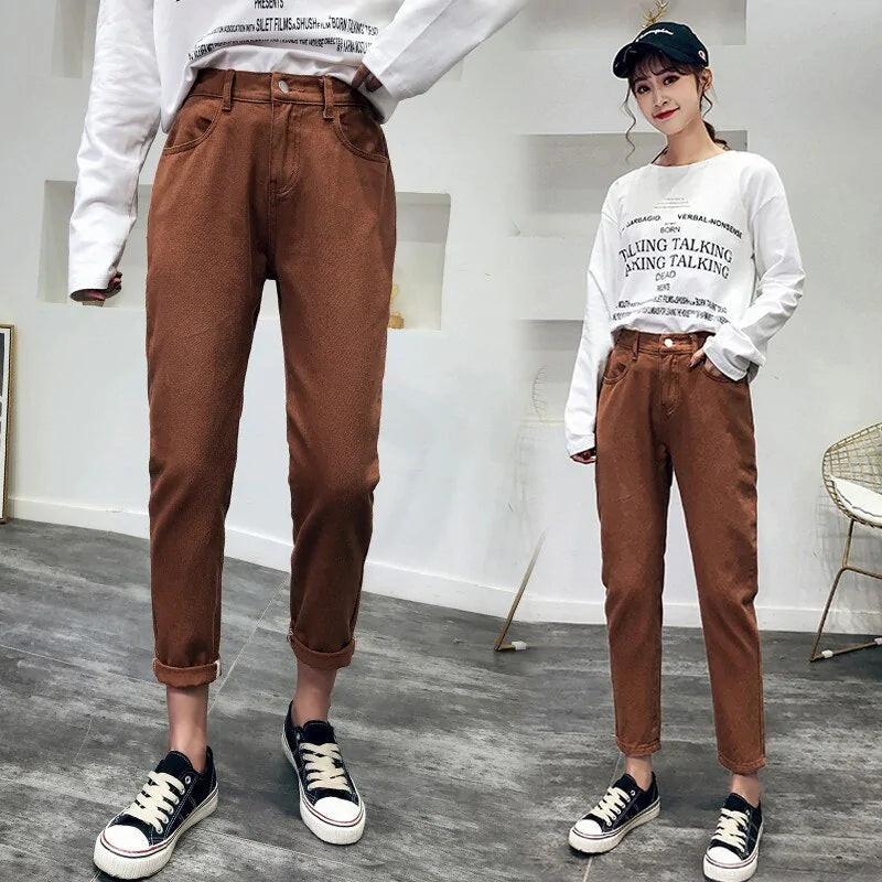 Fashion Elastic Waist Jeans Trousers