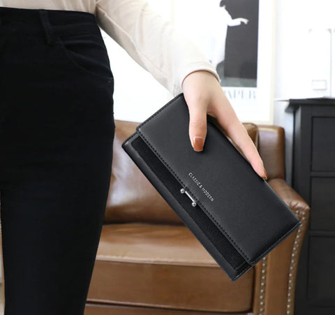Women's Long Suede Wallet - Clutch Purse Frugal Finds Galore