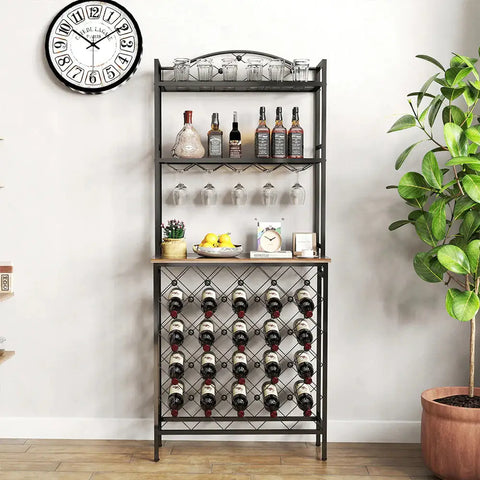 Tall Wine Holder Stand With Wine Glass Holder Frugal Finds Galore