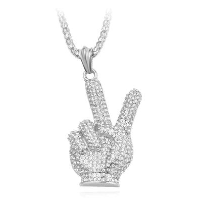 Hip Hop Alloy Victory Gesture Pendant Necklace Frugal Finds Galore