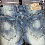 Men's Casual Knee-Length Jean Shorts with Distressed Details Frugal Finds Galore
