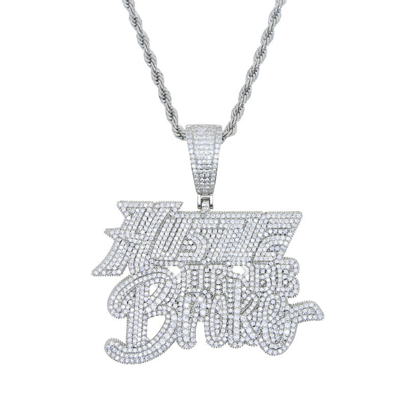 Fashion Letter Zircon Pendant Necklace