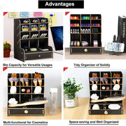 Multi-Functional Wooden Desk Organizer with Drawer Frugal Finds Galore