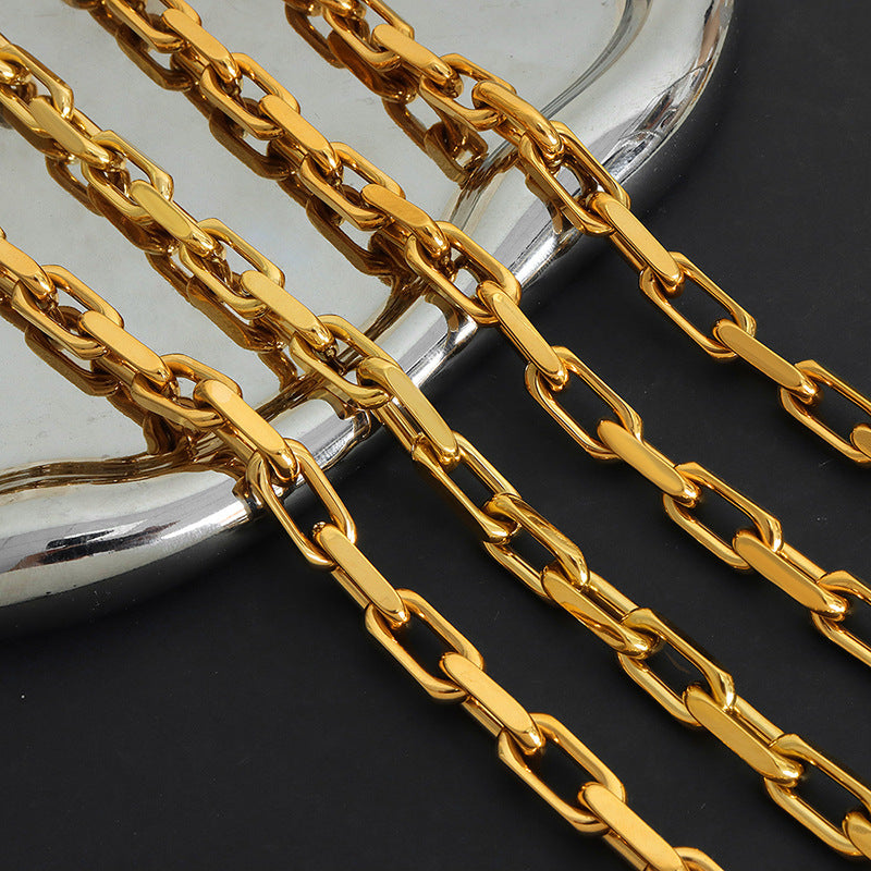 Thick Chain Necklace Bracelet Cuban Link Chain Hip-hop Street Titanium Steel