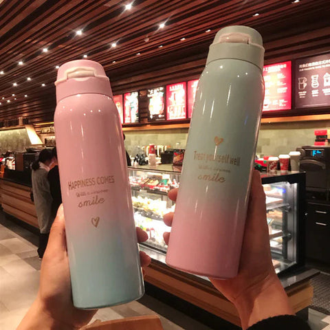 Gradient Color Double-Wall Stainless Steel Thermos Cup Frugal Finds Galore